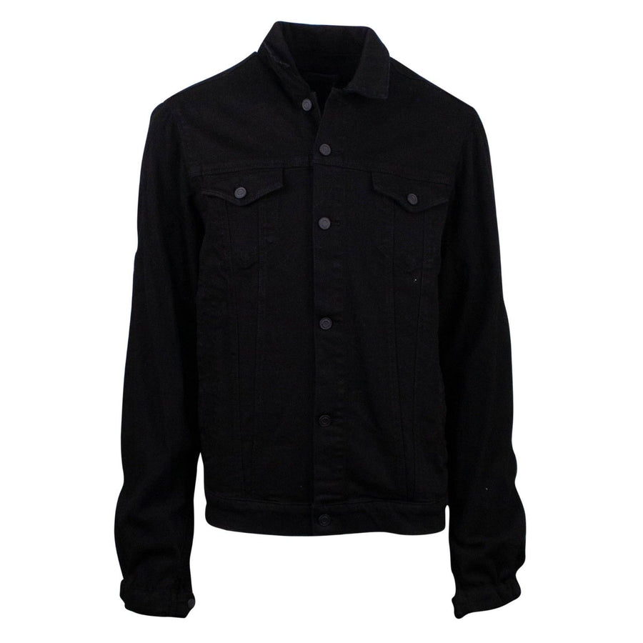 Max Contrast Sleeve Button Down Denim Jacket - Black