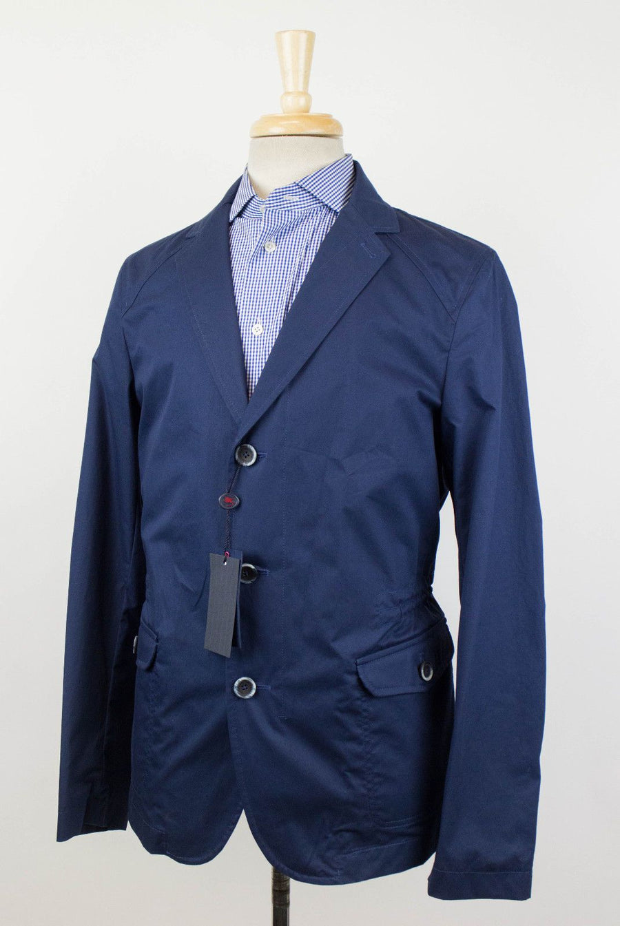 Cotton Blend Trench Coat - Blue