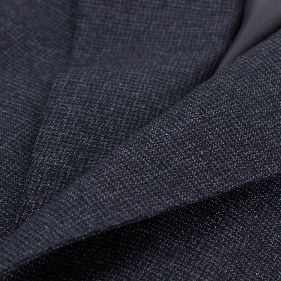 Micro Houndstooth Wool Two Button Suit - Charcoal Gray