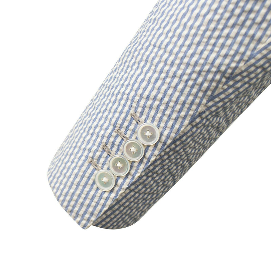 Drop 8 Striped Two Button Cotton Sport Coat - Light Blue