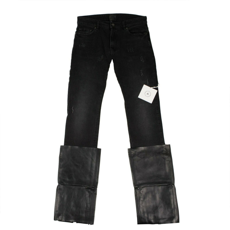 Warren Leather Moto Boot Jeans - Black