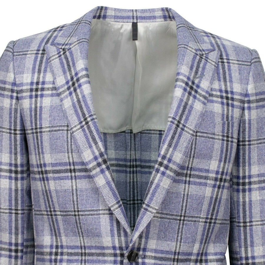 Drop 10 Plaid Wool 3 Roll 2 Button Sport Coat - Purple