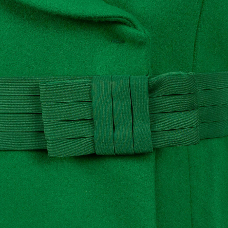 Wool Trench Coat With Bow - Green