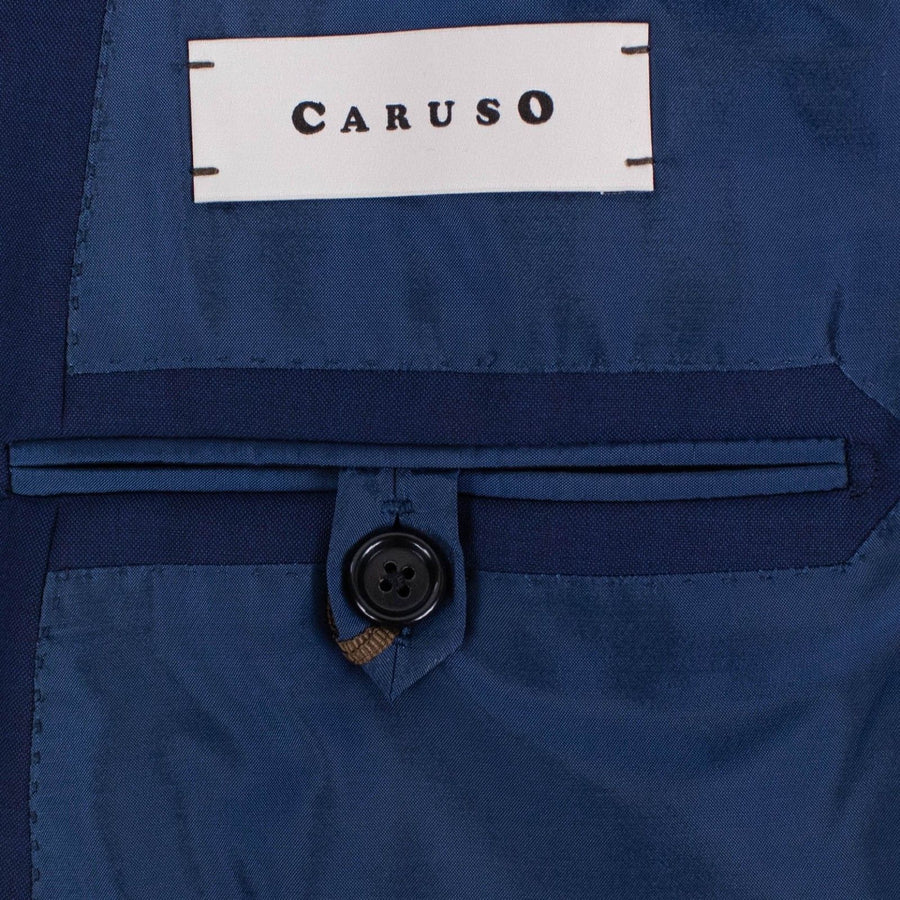 Drop 7 Solid Wool Blend Three Roll Two Button Suit - Navy