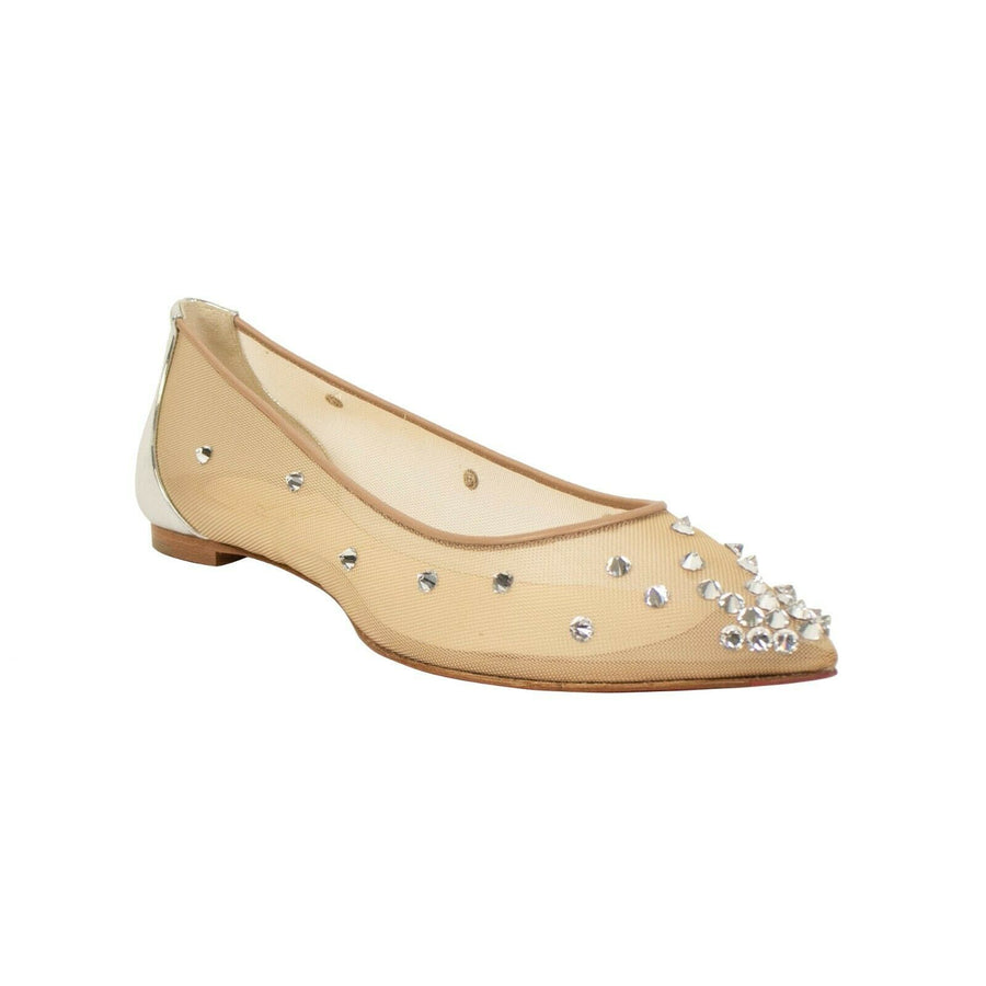 'Degra' Mesh Ballerina Flats - Beige