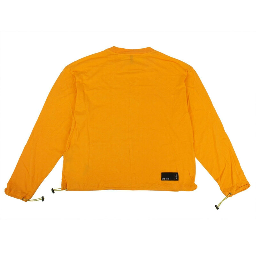 Cotton Drawstring Detail Long Sleeve Top - Orange