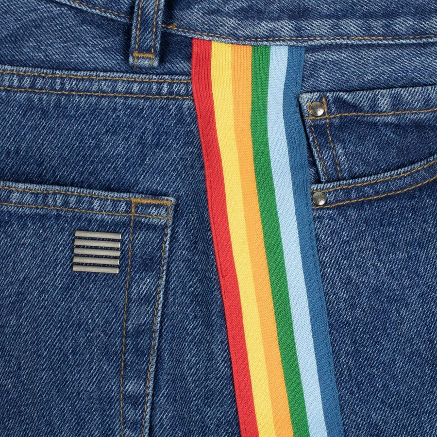 Denim Rainbow Stripe Medium Wash Jeans - Blue