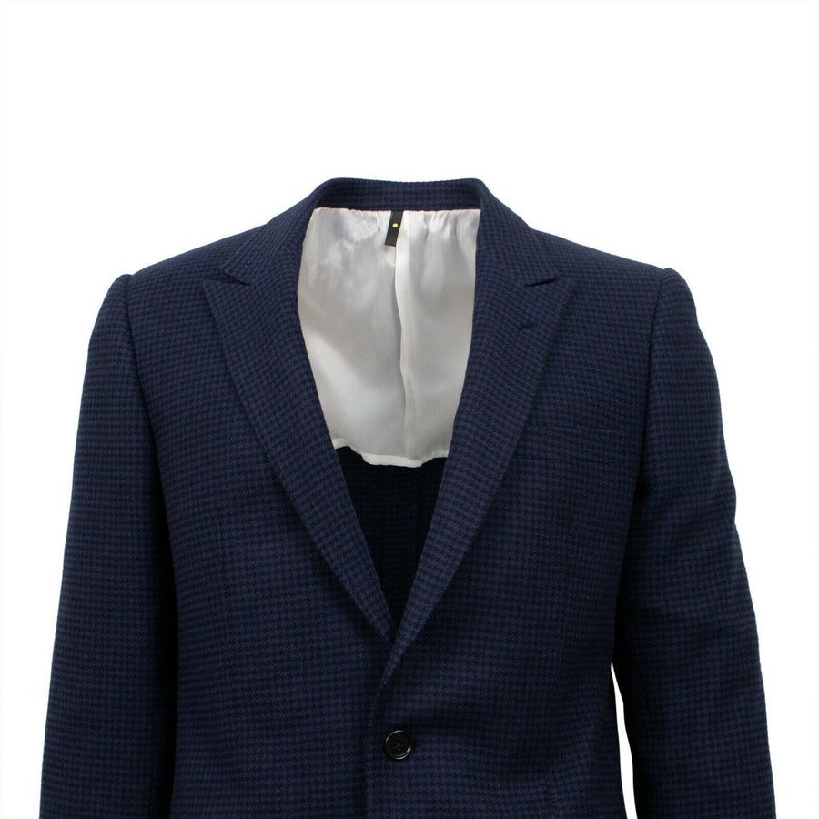 Drop 10 Houndstooth 2 Button Wool Blend Sport Coat - Navy Blue
