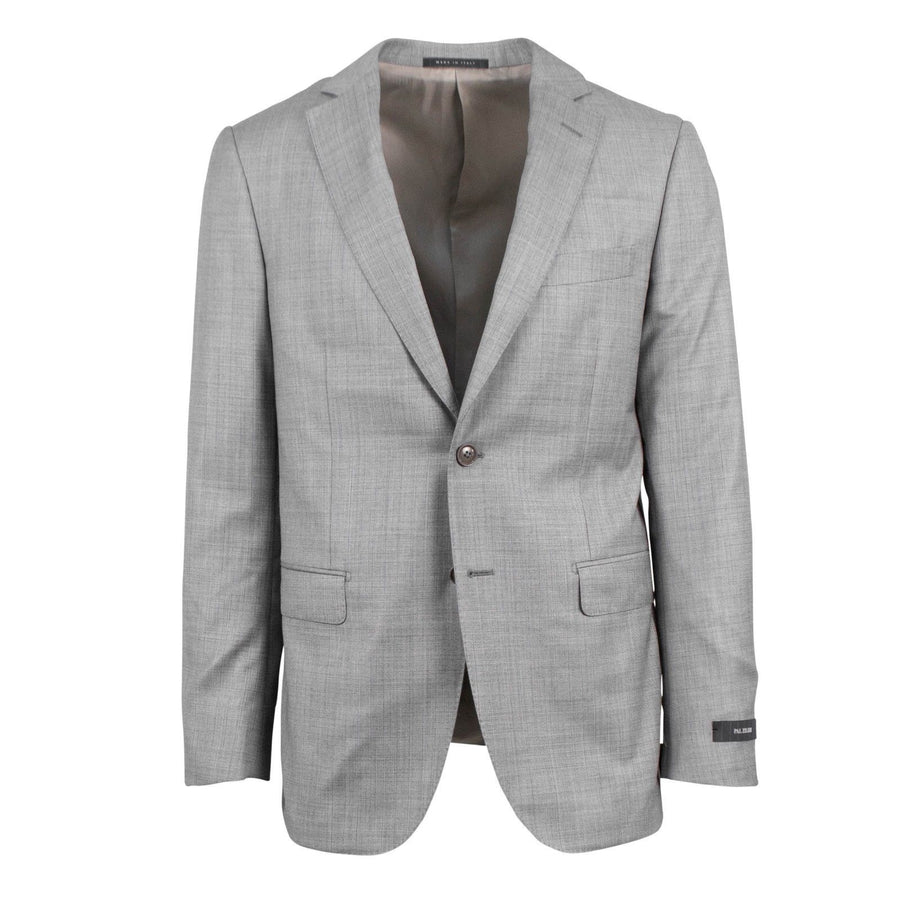 Striped Wool Two Button Suit - Light Gray