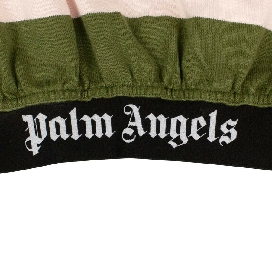 Thick Striped Crop Polo Top - Green/White