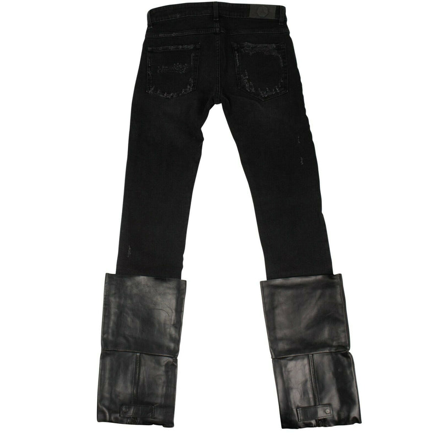 Warren Leather Moto Boot Jeans - Black