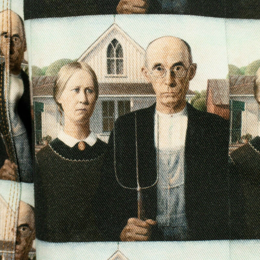 Cotton American Gothic Picture Work Jacket - Black