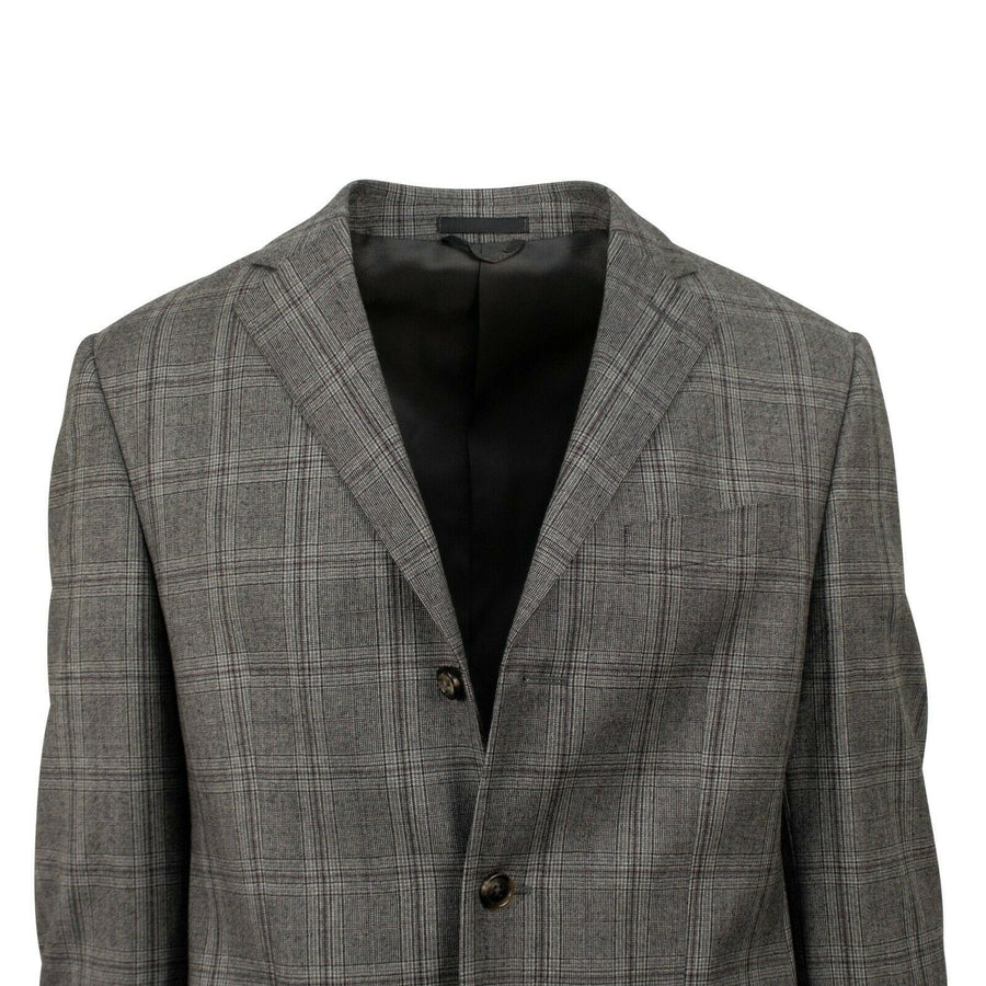 Drop 6 Plaid Wool Blend 3 Roll 2 Button Classic Fit Suit - Gray