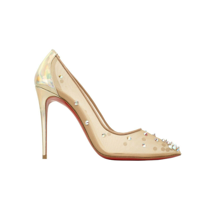 'Degra' 100mm Mesh Pumps Heels - Beige