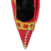 Knife Jaquard and Leather Pump - Red / Gold