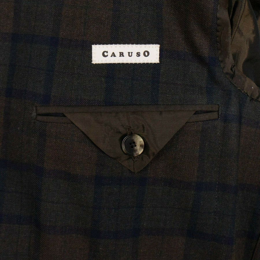 Drop 10 Plaid 3 Roll 2 Button Wool Sport Coat - Brown