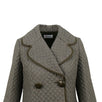 Houndstooth Quilted Double Breasted Coat - Brown