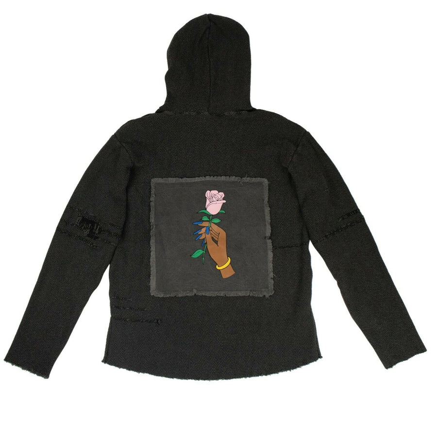 Baja Rose Patch Hoodie Sweatshirt - Black