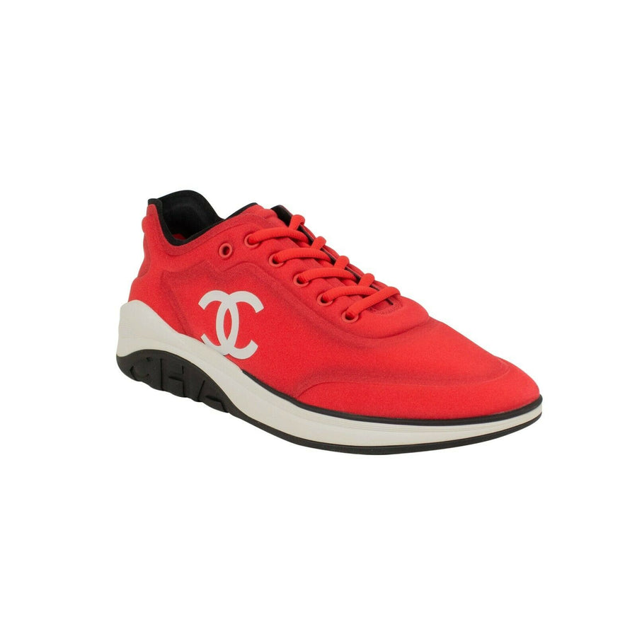 Lycra Lace Up Low-Top Sneakers - Red