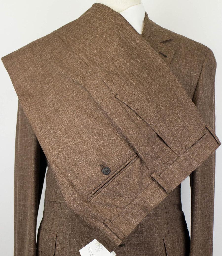 Wool Blend 3 Roll 2 Button Suit - Brown