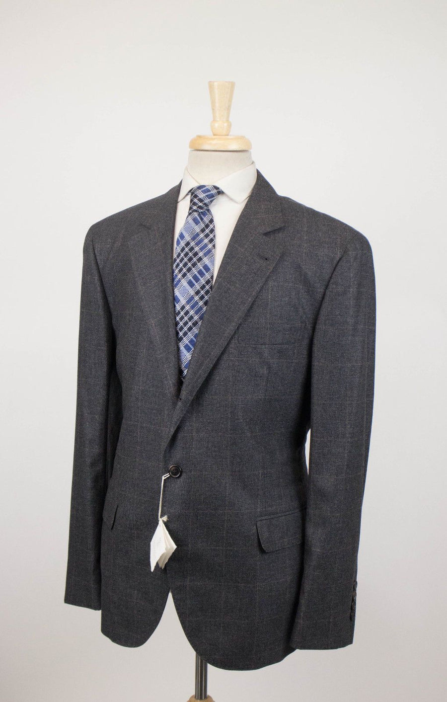 Cashmere Blend Glen Check 3/2 Button Sport Coat - Gray
