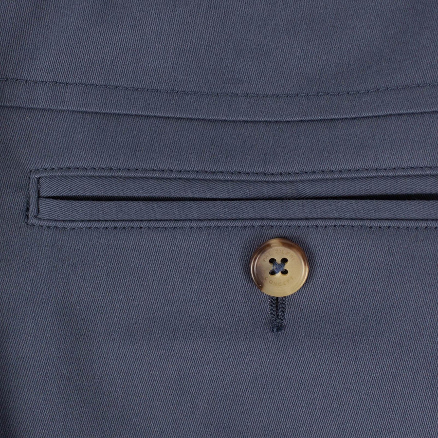 Blue Cotton Blend Dress Pants