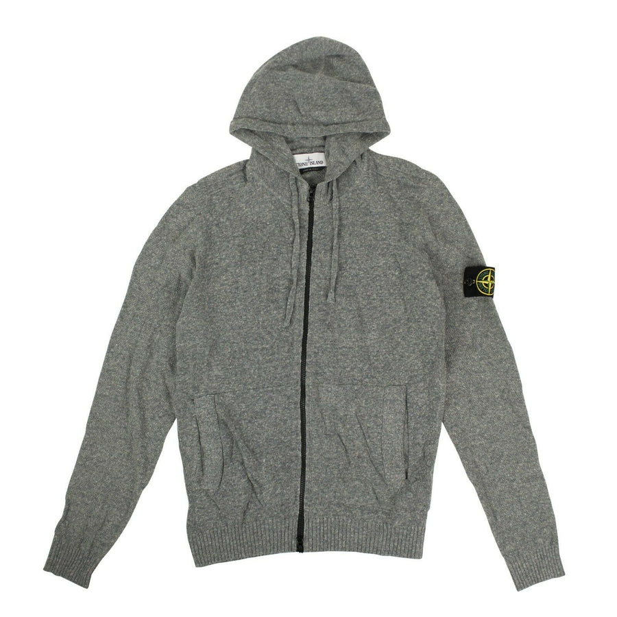 Linen Blend Zip-Up Hoodie - Light Gray