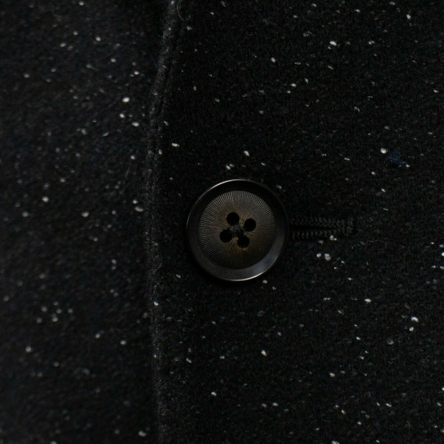 Textured Wool Blend Two Button Hooded Sport Coat - Black