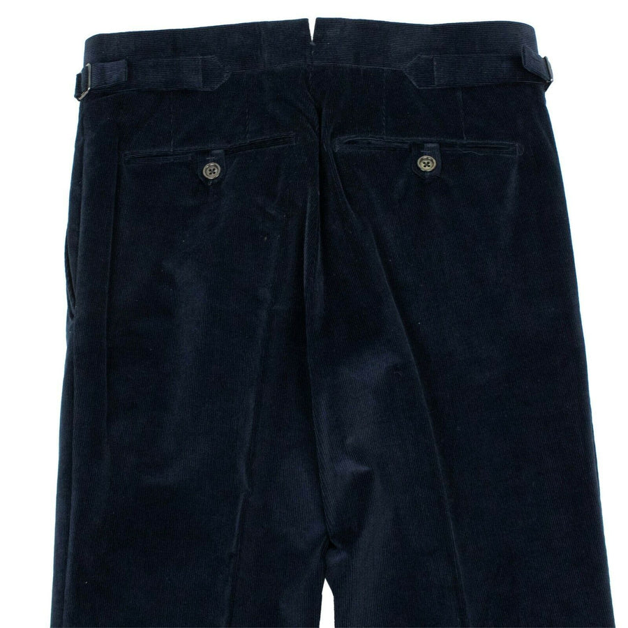 Cotton Blend Corduroy Pants - Navy Blue