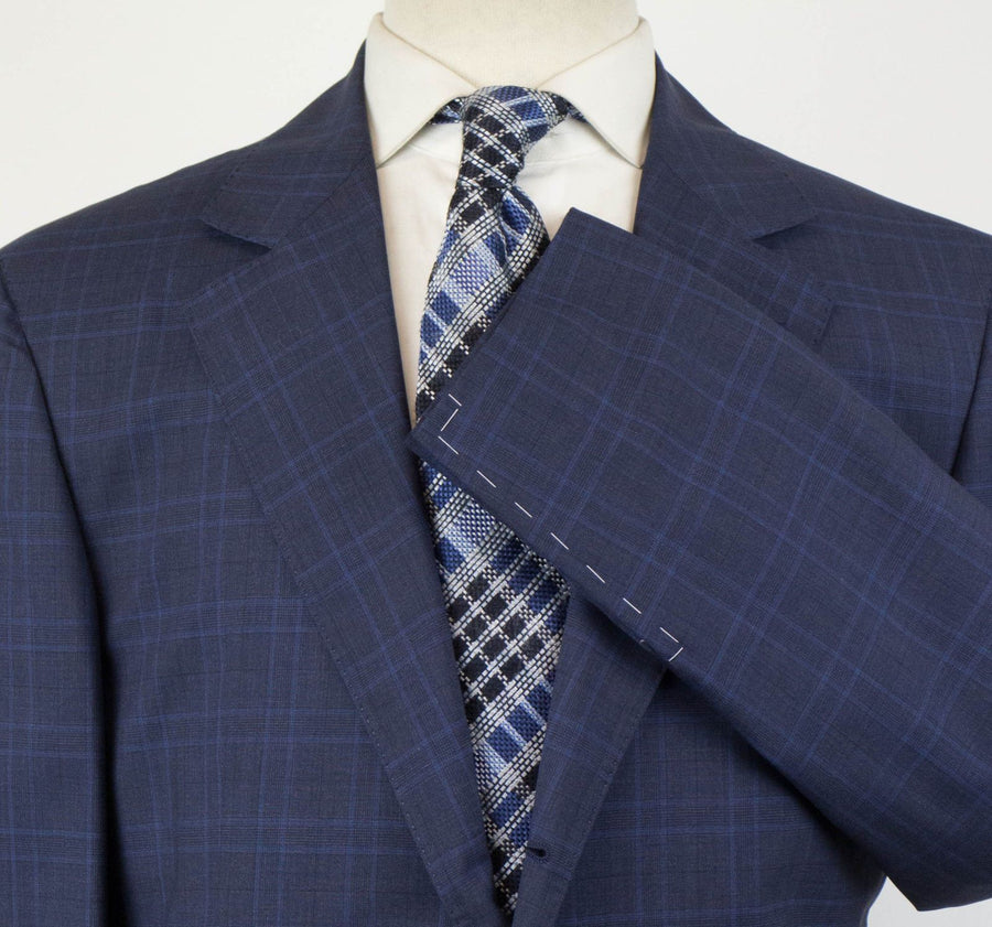Plaid Wool Blend 3 Roll 2 Sport Coat - Blue