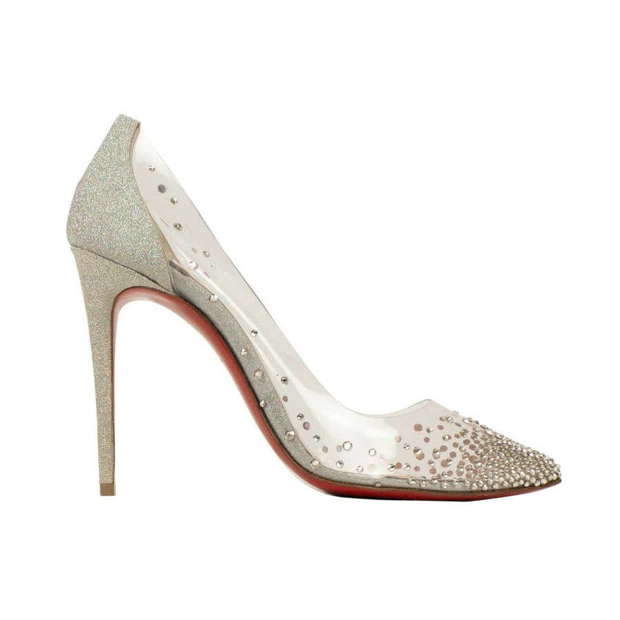 Degrastrass Pvc Crystal 100mm Pumps - Clear / Silver Glitter