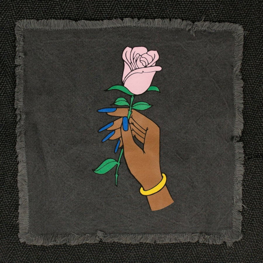 Baja Rose Patch Hoodie Sweatshirt - Black