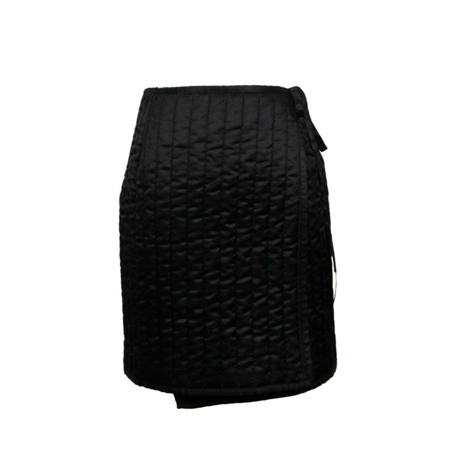 Puffer Mini Wrap Skirt - Black / Floral