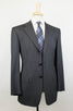 Drop 6 Striped Wool 3 Roll 2 Button Suit - Gray