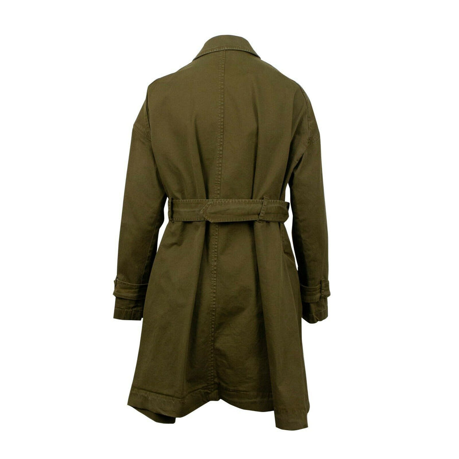 Double Breasted Trench Coat - Olive Green