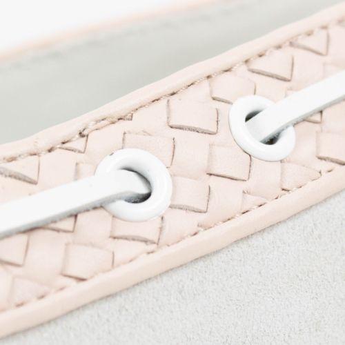 Suede Intrecciato Trim Boat Shoes - Pale Mist