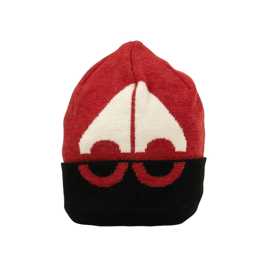 Men's Logo Beanie Hat - Red And Black Gray
