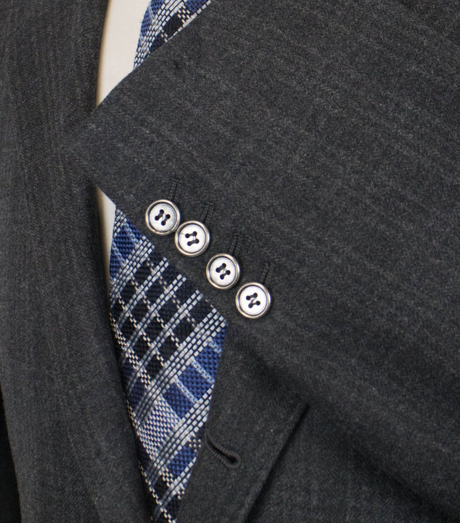 Plaid Cashmere 3 Roll 2 Sport Coat - Gray