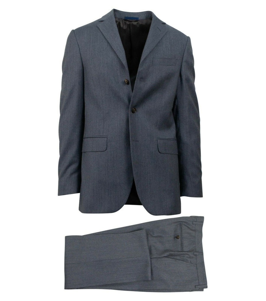 Drop 6 Wool 3 Roll 2 Button Classic Fit Suit - Blue