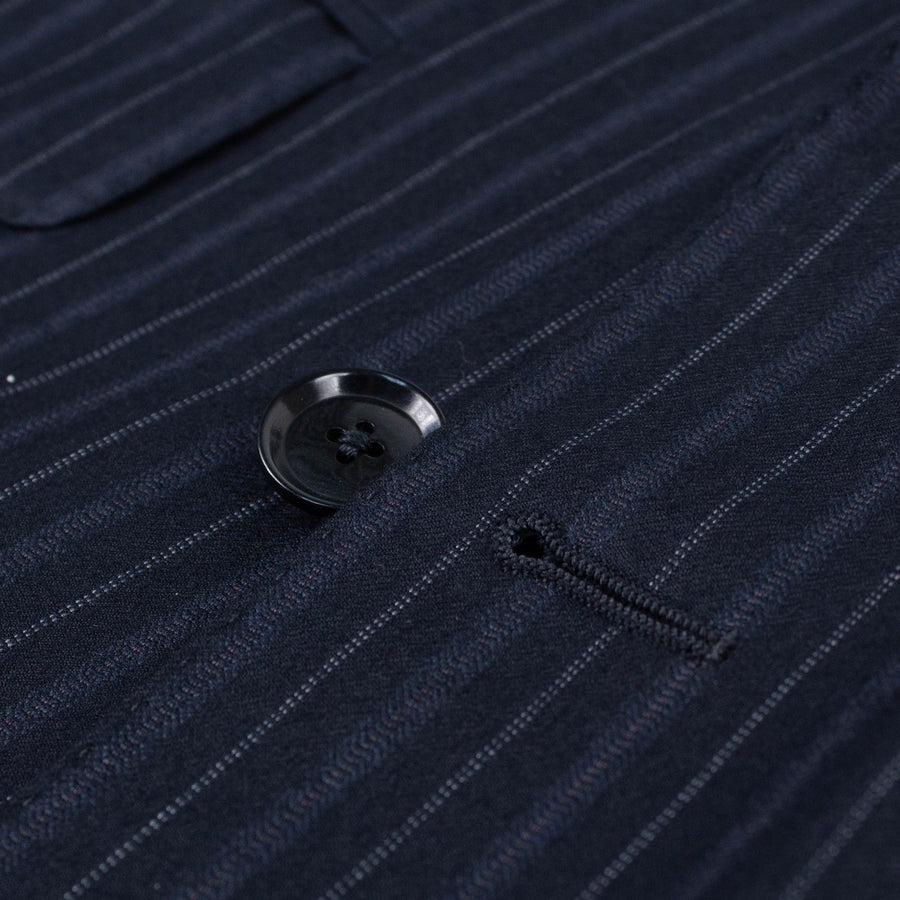 Thick Multi Stripe Double Breasted Suit - Black