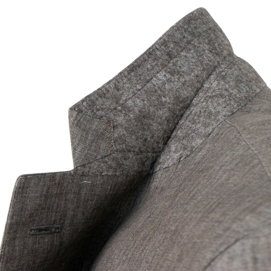 Drop 8 Linen 3 Roll 2 Button Slim Fit Suit - Brown