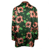Silk Floral Print Long Blazer - Green