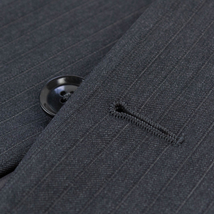Drop 4 Striped Wool Two Button Suit - Gray