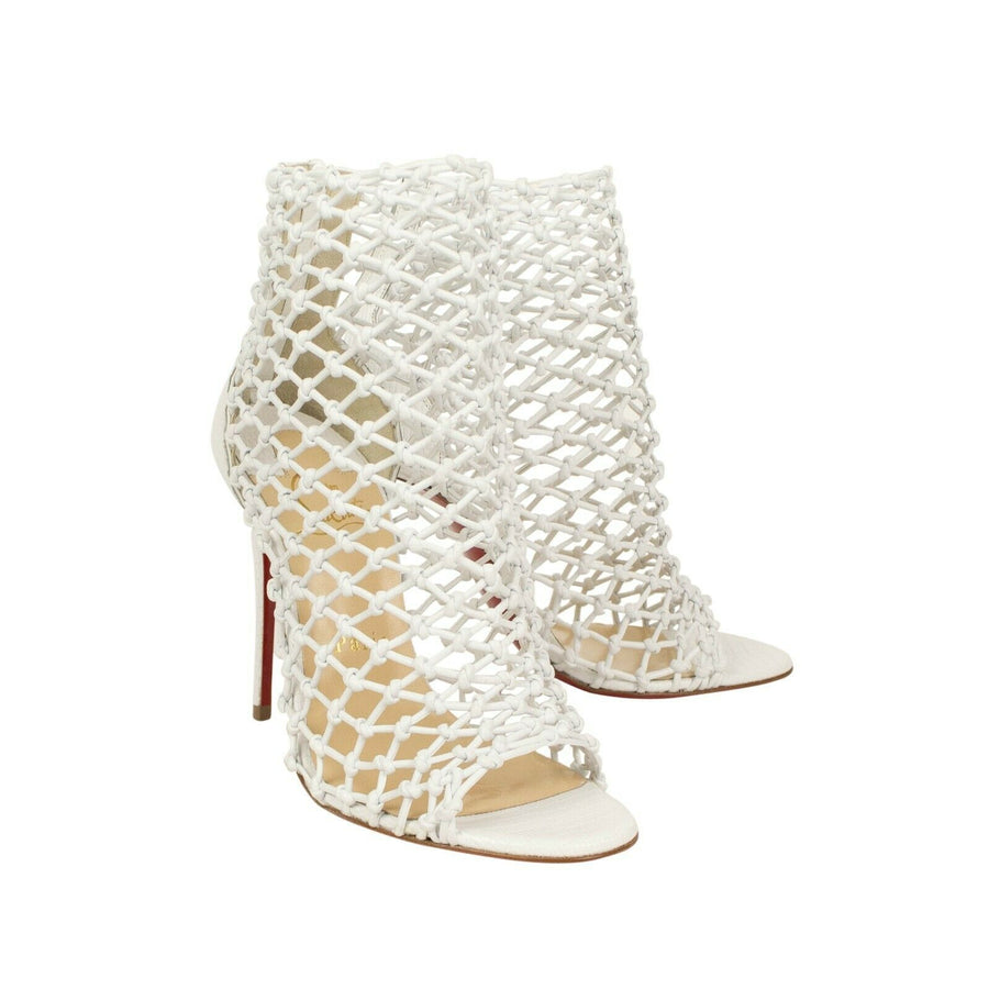 'Corfou' 100mm Ankle Boots Pumps Heels - White