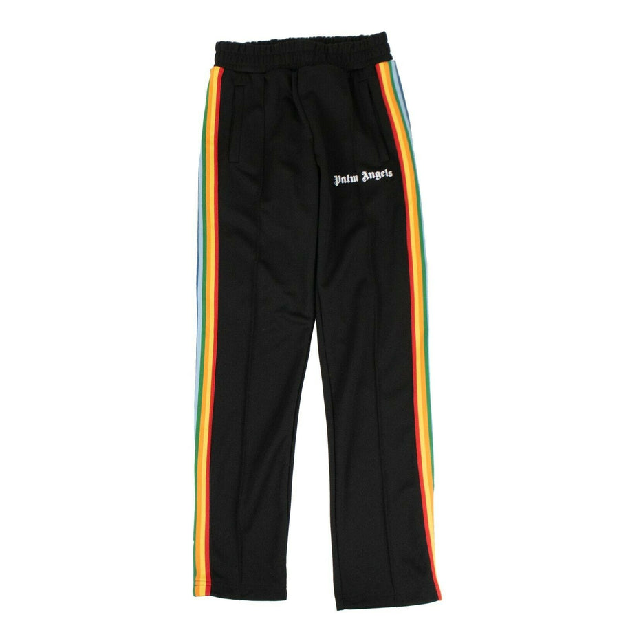 Polyester Rainbow Striped Track Pants - Black