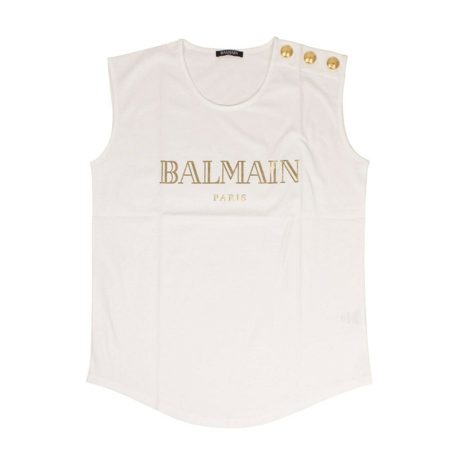Sleeveless Cotton Logo T-Shirt - White