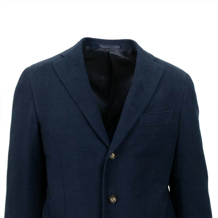 Drop 7 Velour 3 Roll 2 Button Cotton Sport Coat - Navy Blue
