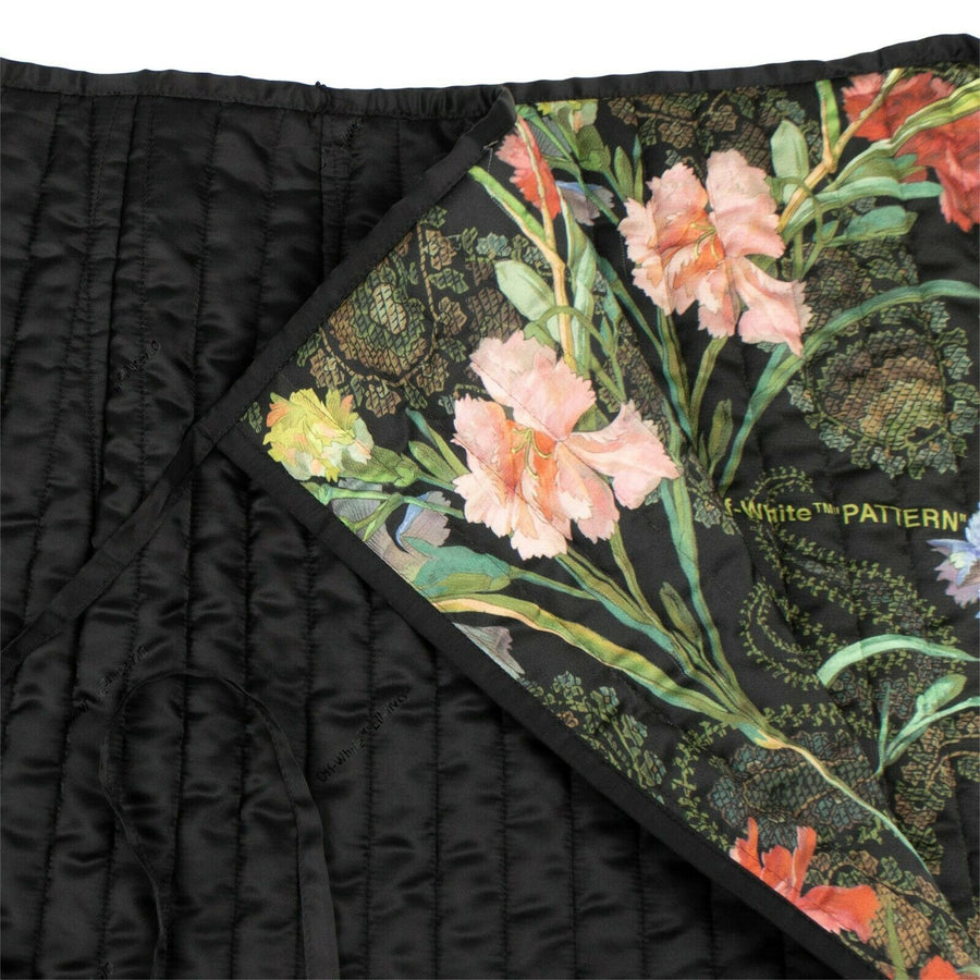 Puffer Mini Wrap Skirt - Black / Floral