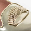 Metallic Leather Crystal Crown Flats - Gold