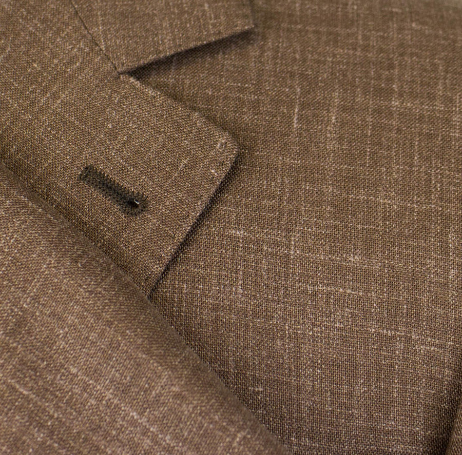 Wool Blend 3 Roll 2 Button Suit - Brown
